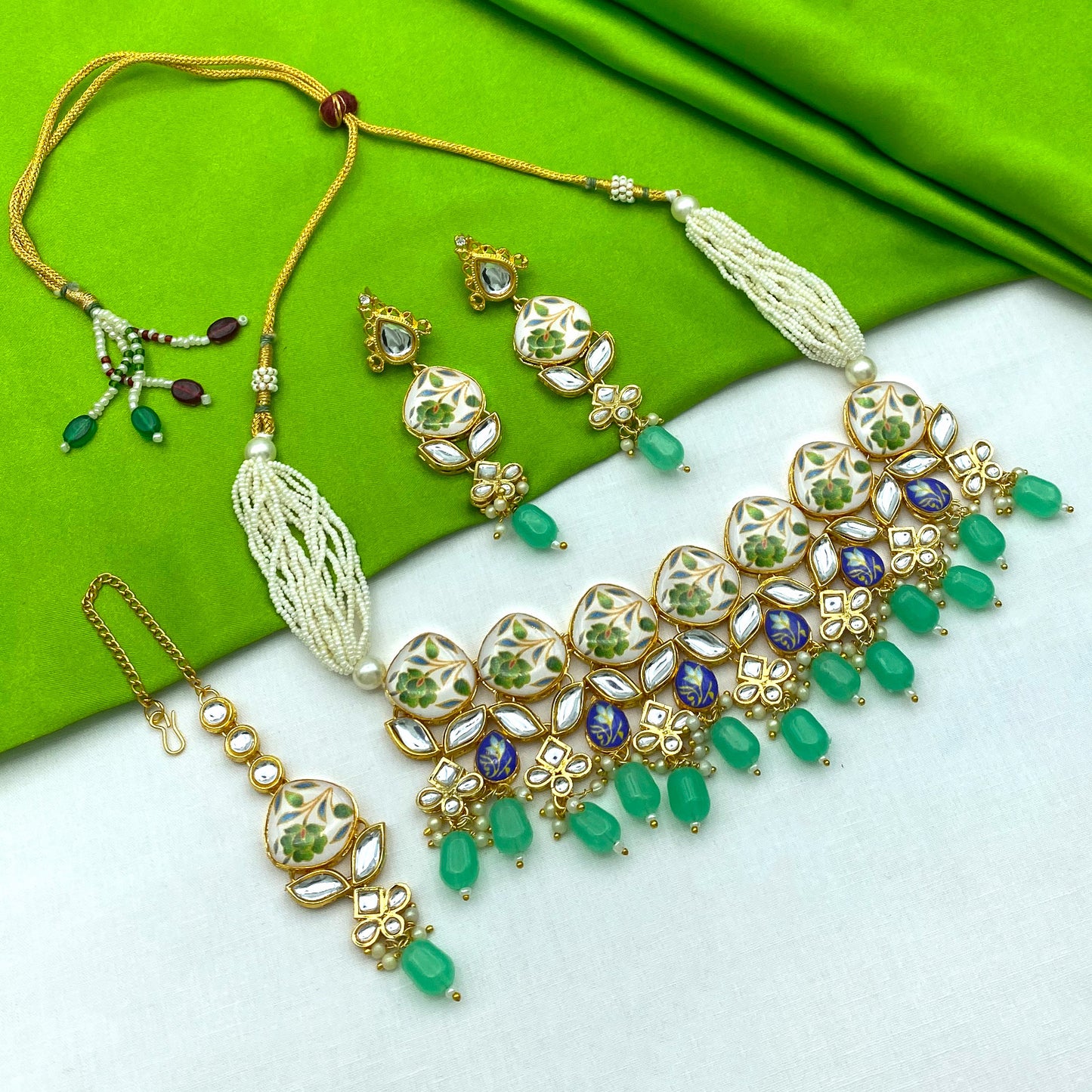 Kundan Painting Floral Set (08-0281)
