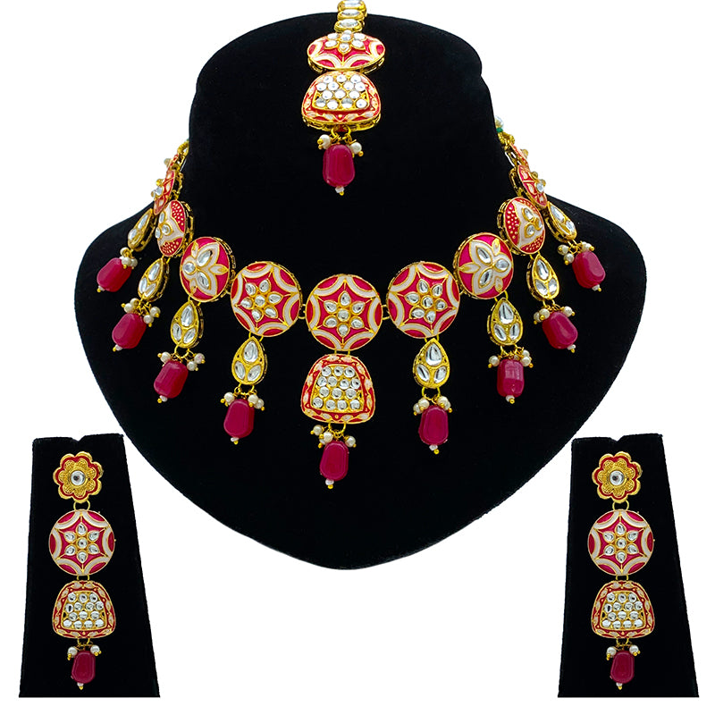 Sujwel Kundan and Meenakari Necklace Set (08-0471)