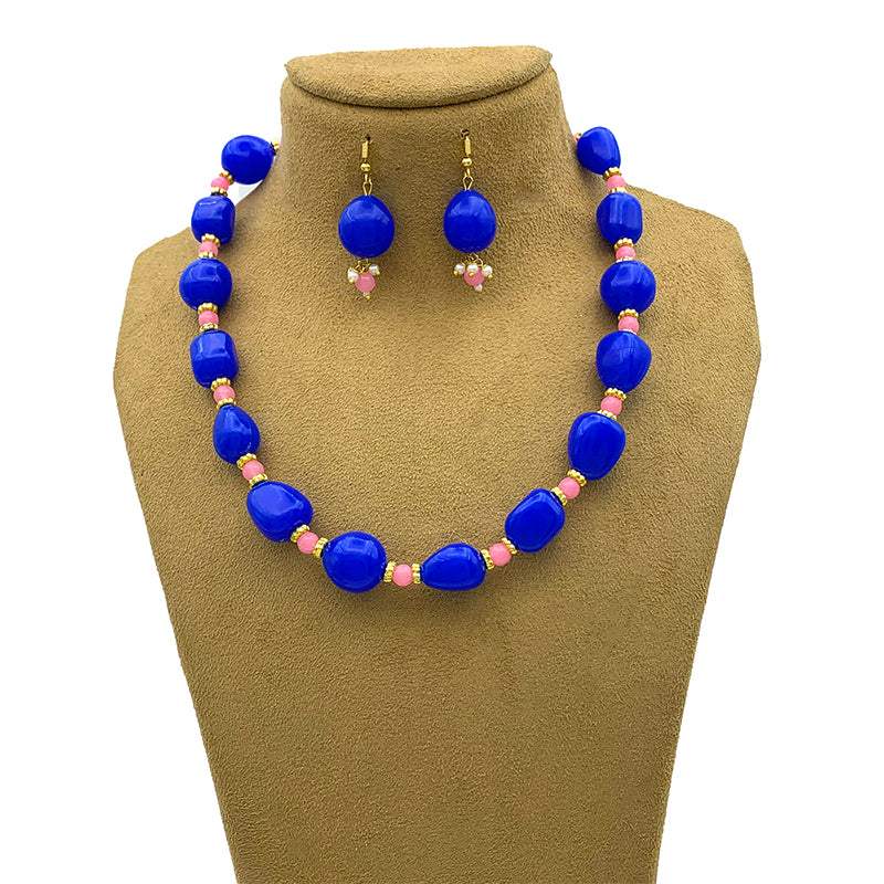 Sujwel Necklace Moti Mala with Matching Earrings for Women and Girls (08-0494)