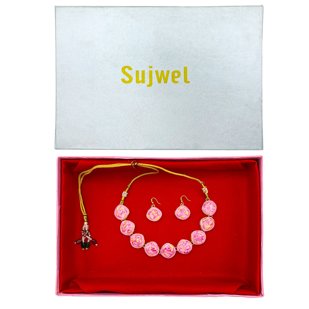 Sujwel Meenakari Necklace Set with Earrings, for Girls and Women (08-0511)