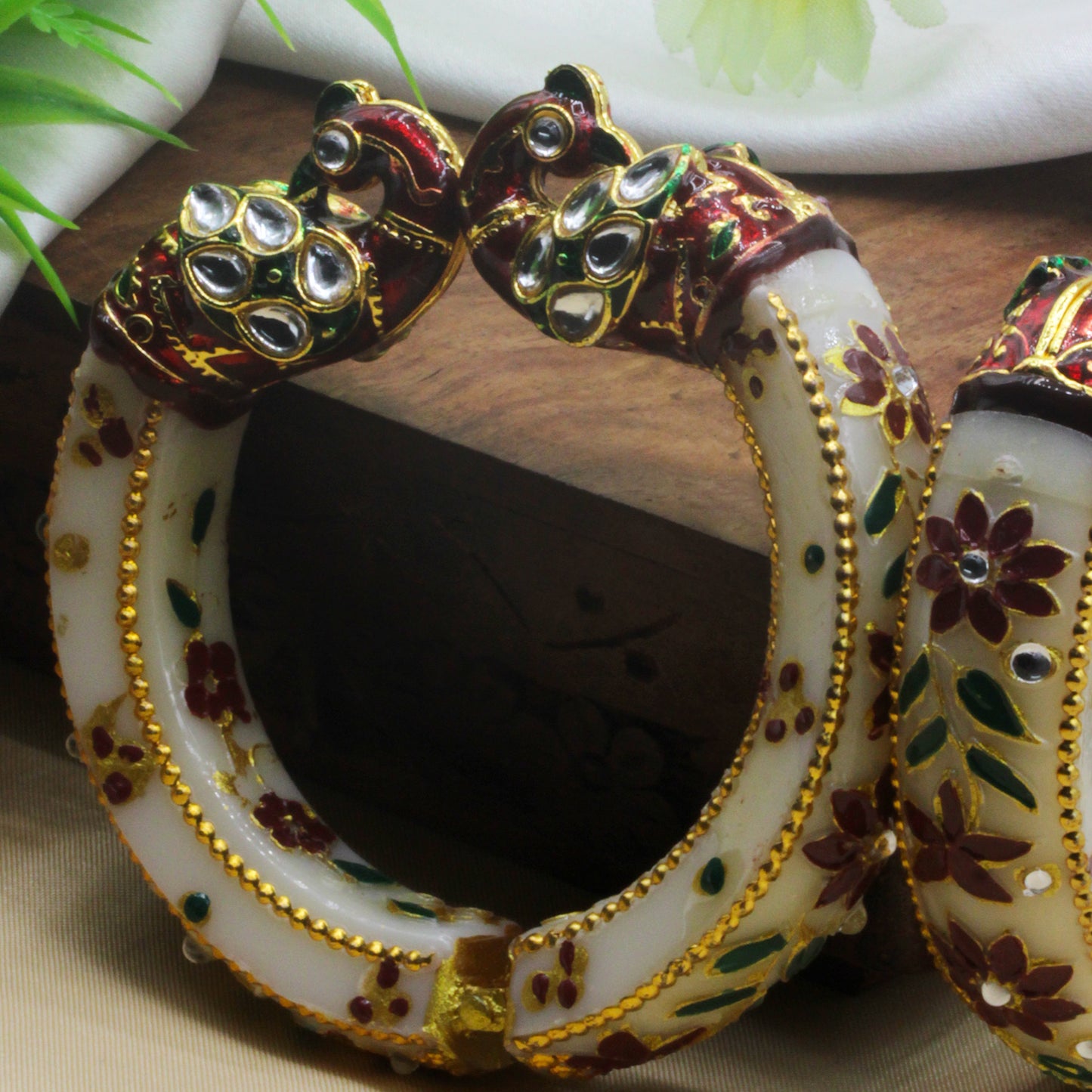 Peacock Antique Gold Plated Bangles for Women (SUJ11-0102)