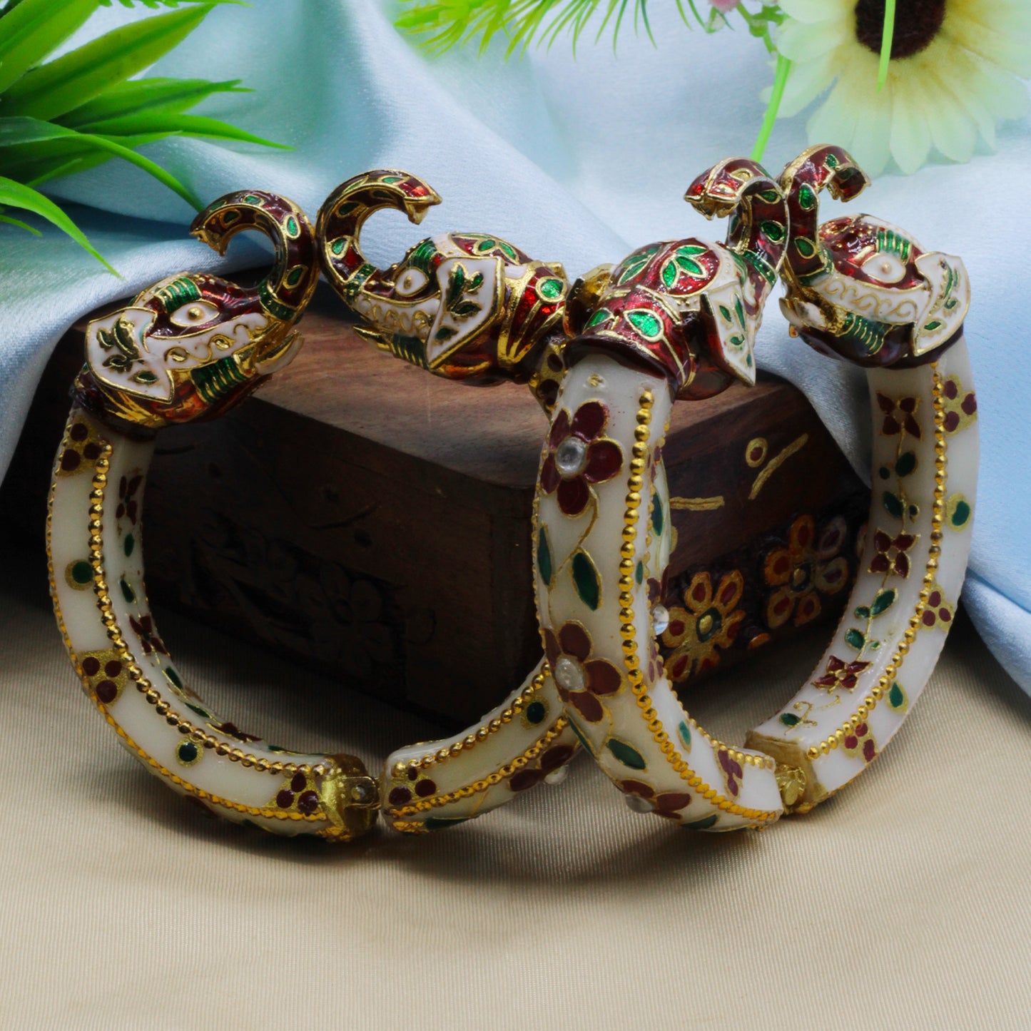 Elephant Antique Gold Plated Bangles for Women (SUJ11-0103)