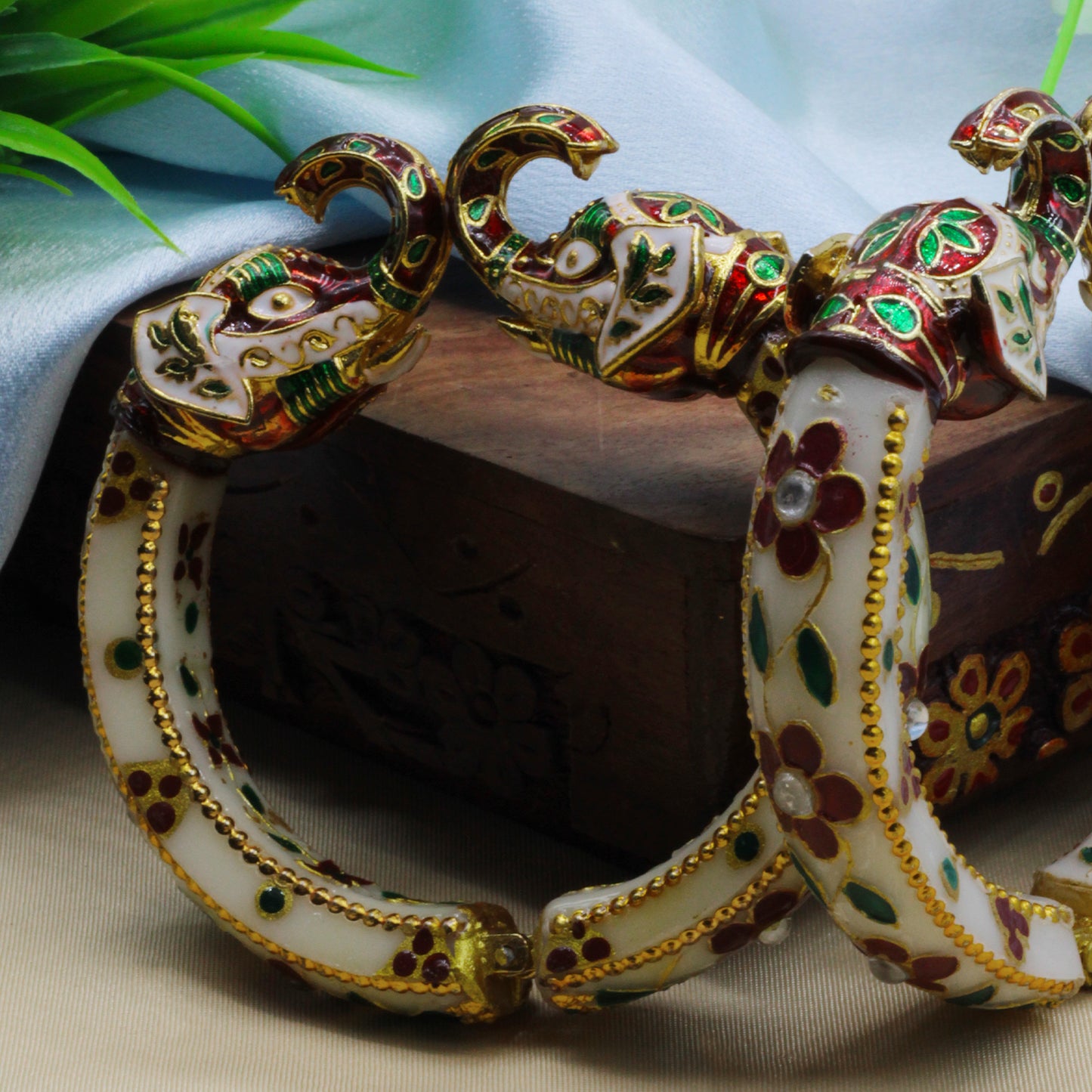 Elephant Antique Gold Plated Bangles for Women (SUJ11-0103)