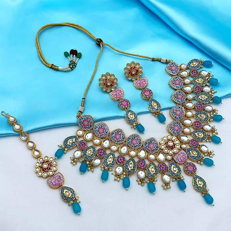 Kundan Meenakari Floral Set (08-0115)
