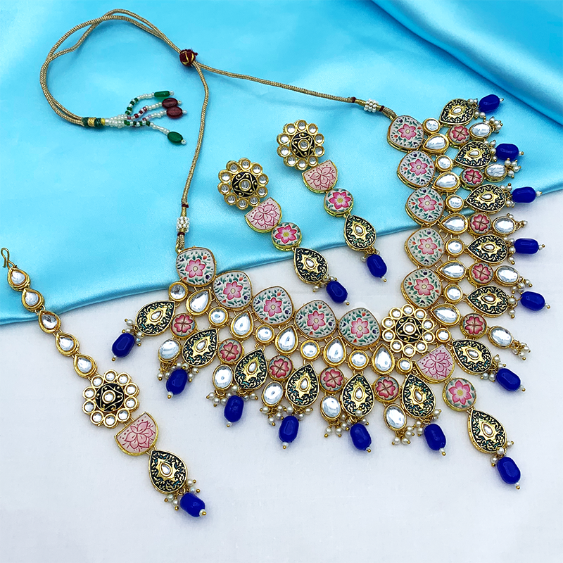 Kundan Meenakari Floral Set (08-0115)