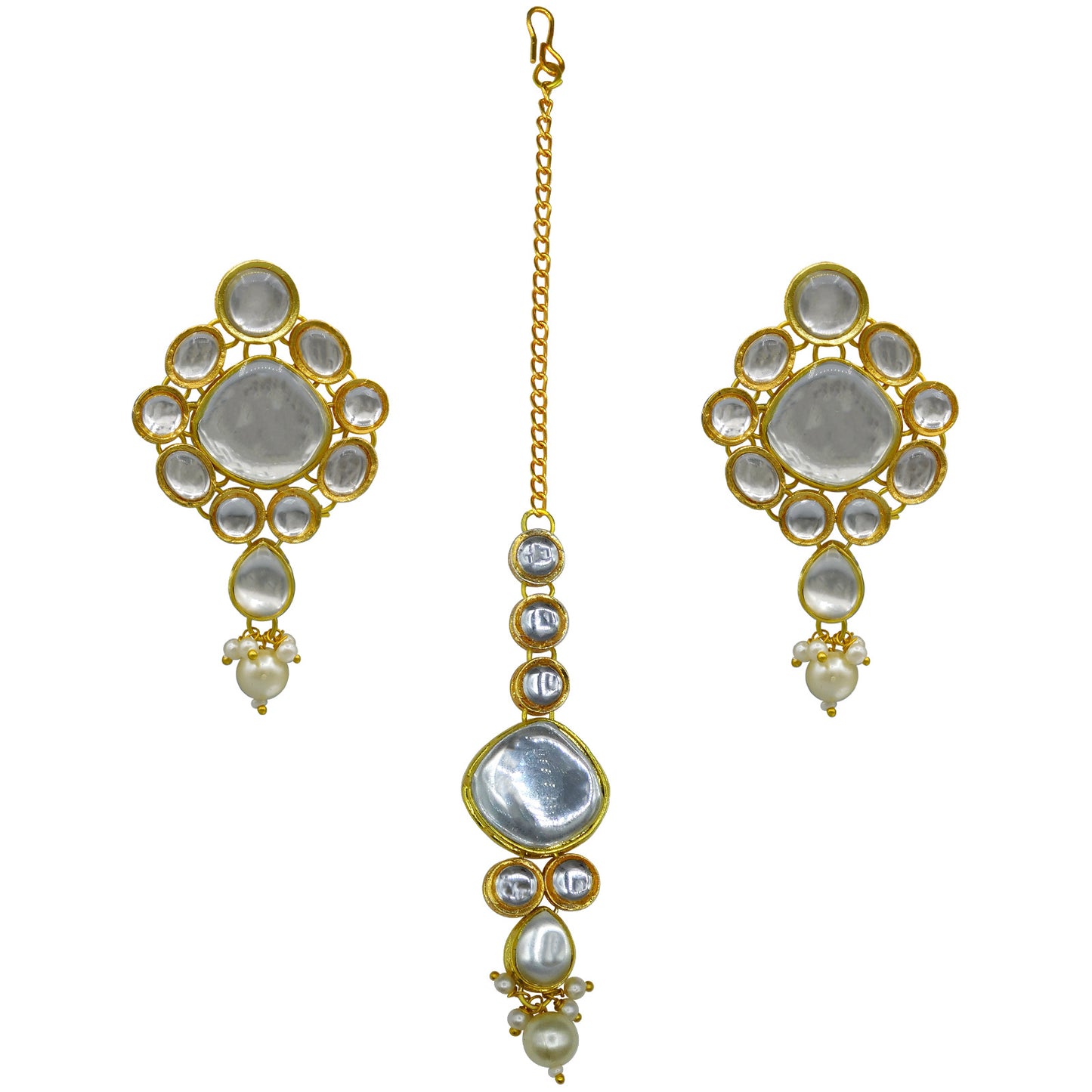 Sujwel Gold Kundan Jewellery Set (08-0490)