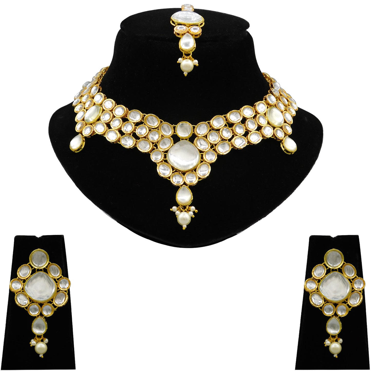 Sujwel Gold Kundan Jewellery Set (08-0490)
