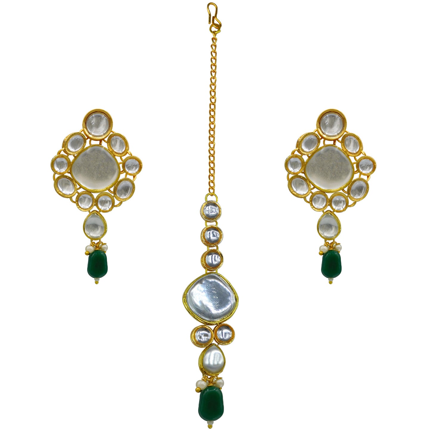 Sujwel Gold Kundan Jewellery Set (08-0490)