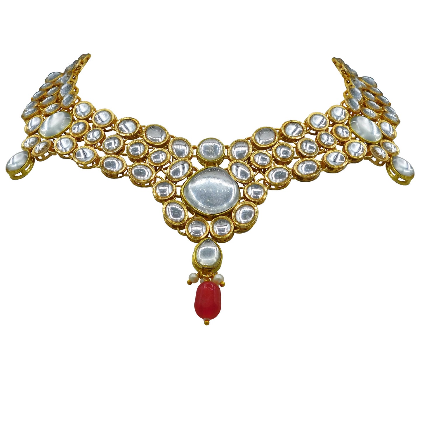 Sujwel Gold Kundan Jewellery Set (08-0490)