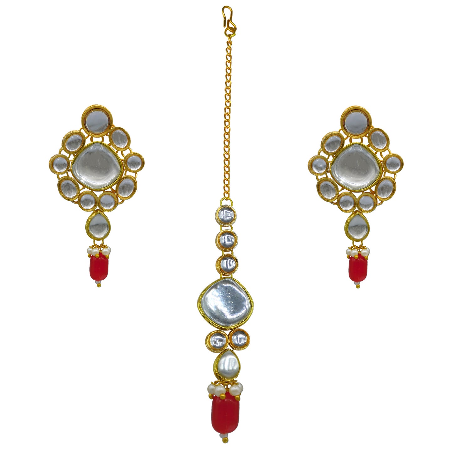 Sujwel Gold Kundan Jewellery Set (08-0490)