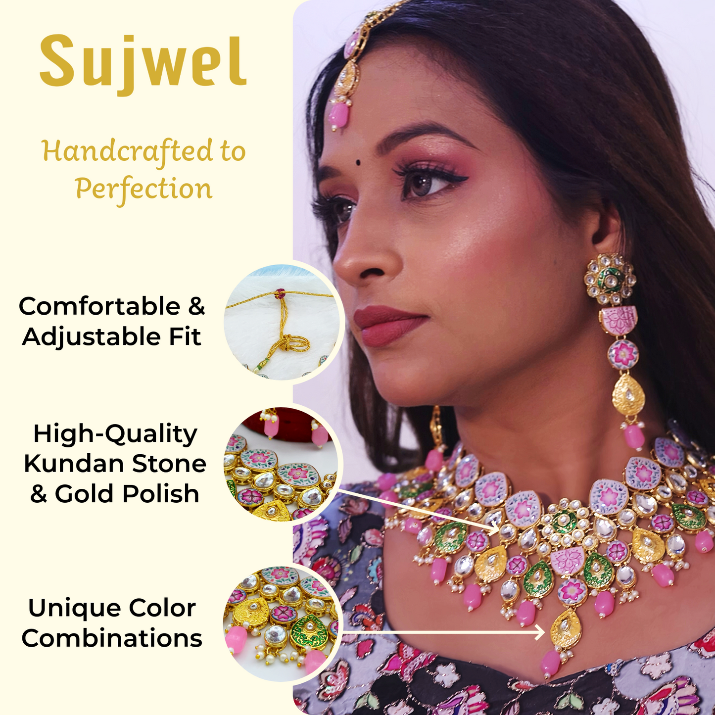 Kundan Meenakari Floral Set (08-0115)