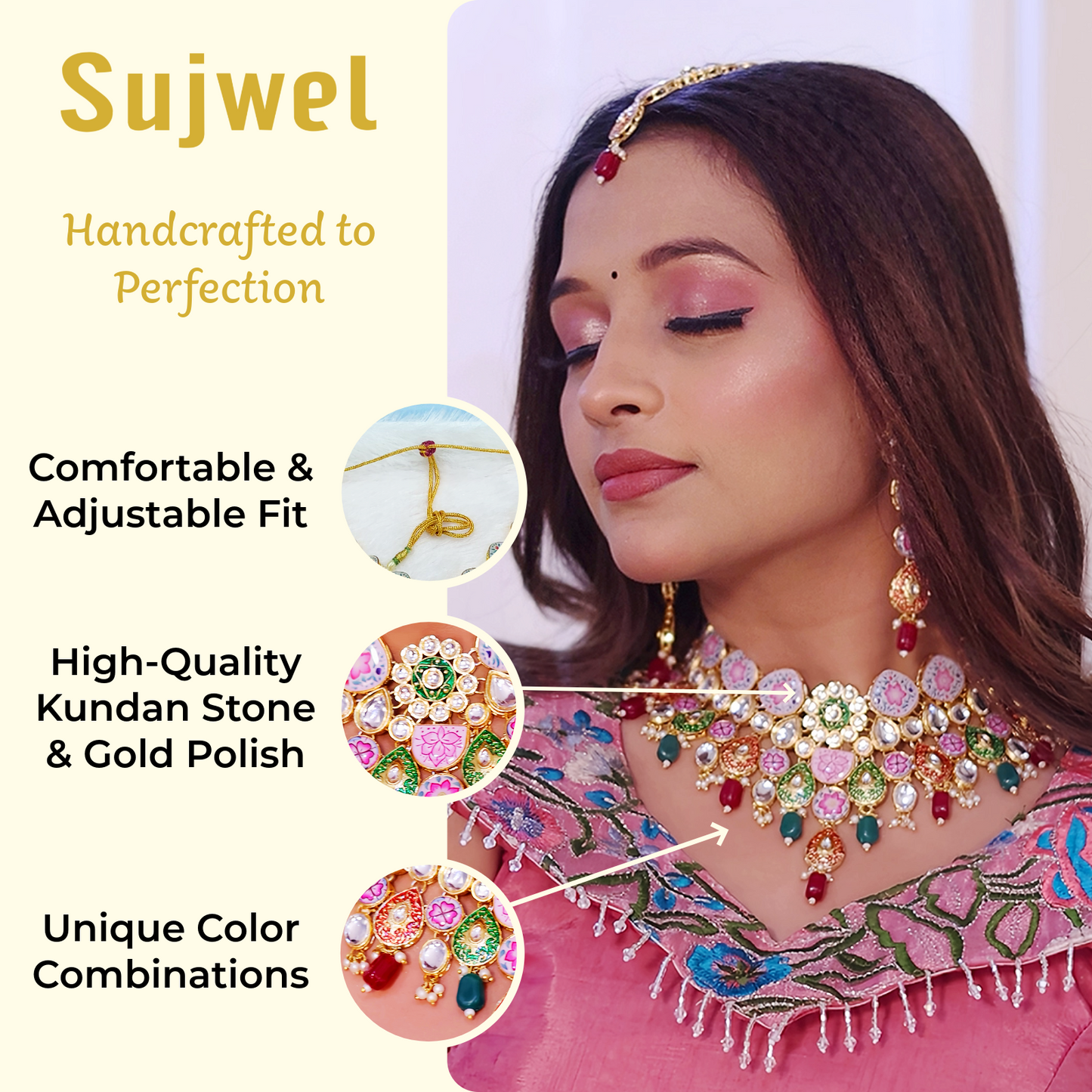 Kundan Meenakari Floral Set (08-0115)