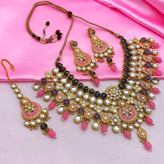 Kundan Floral Necklace Set (08-0458)