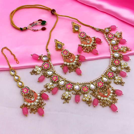 Kundan Meenakari Floral Set (08-0285)