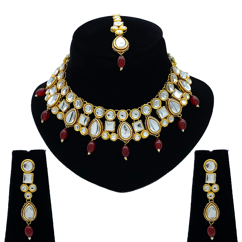 Kundan Meenakari Necklace Set (08-0537)