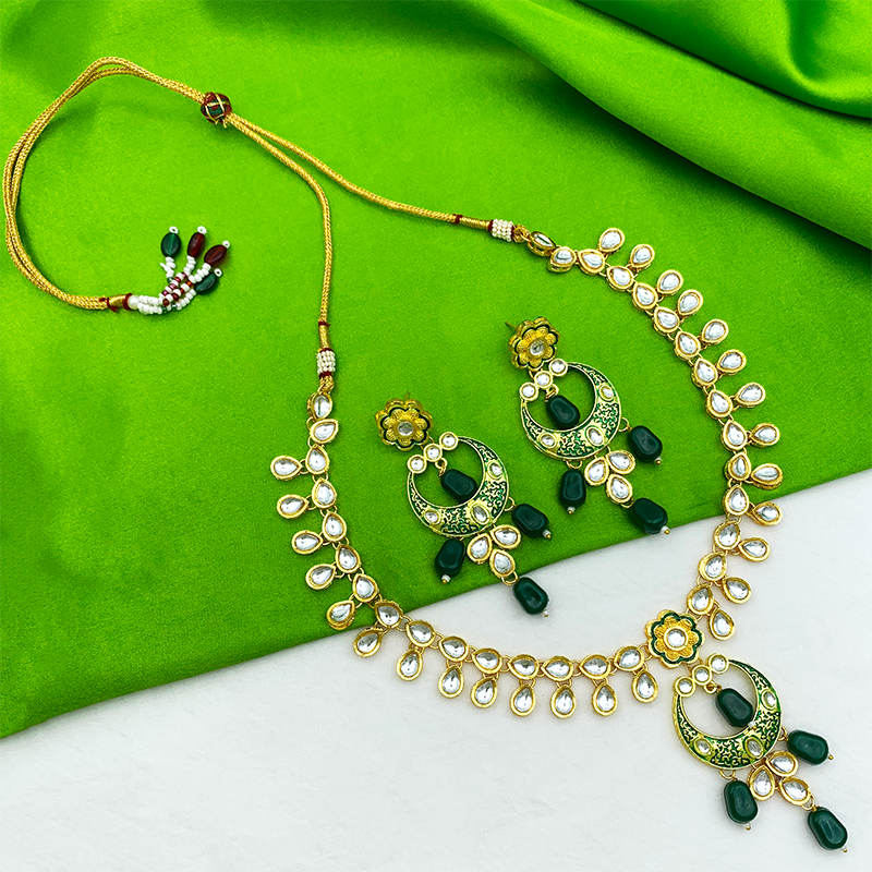 Sujwel Kundan Mina jewellery set (08-0461)