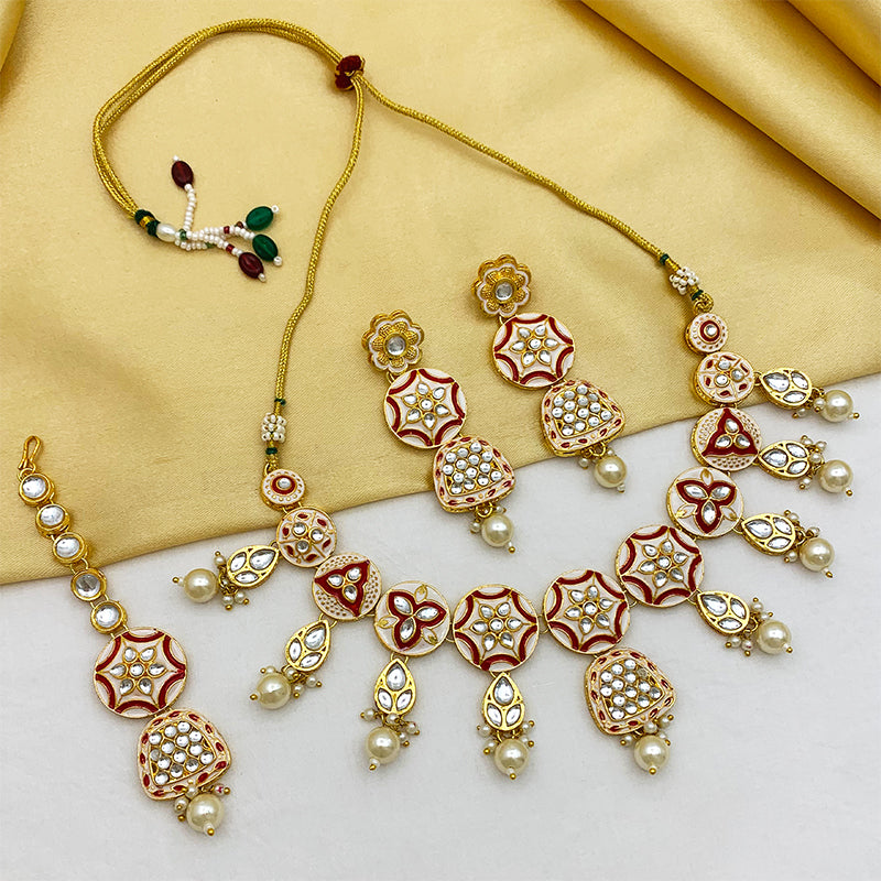 Sujwel Kundan and Meenakari Necklace Set (08-0471)