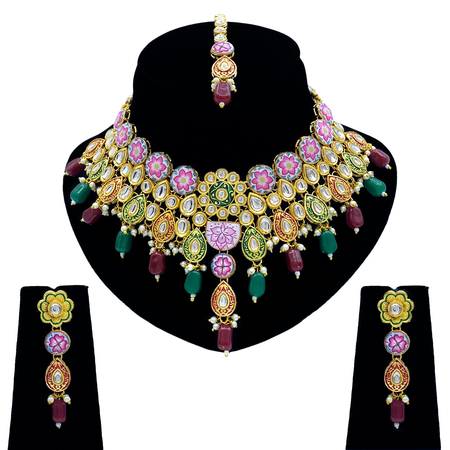 Kundan Meenakari Necklace Set for Young Girls (08-0550)