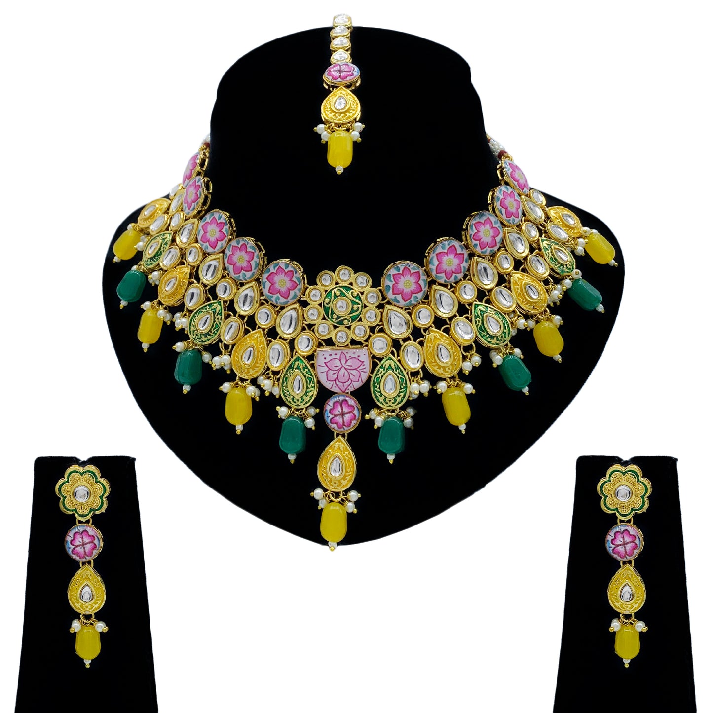 Kundan Meenakari Necklace Set for Young Girls (08-0550)