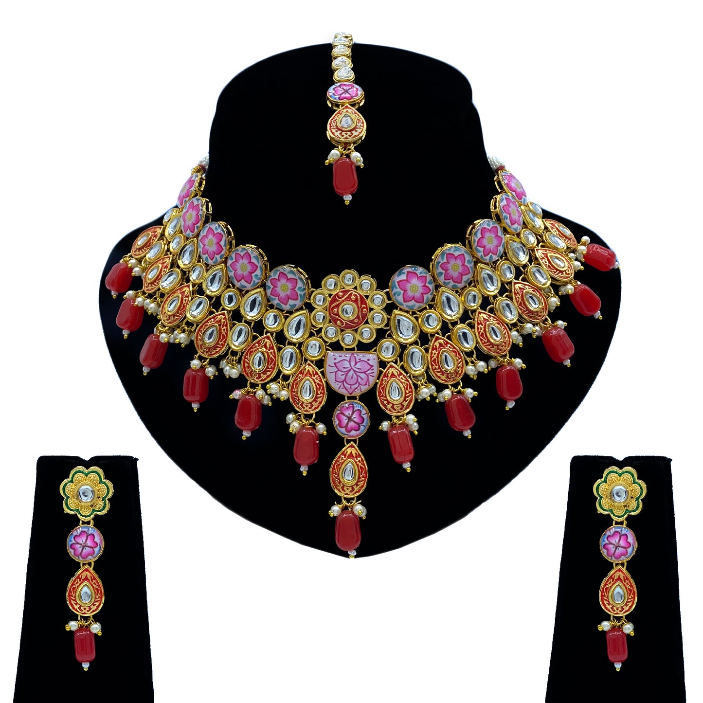 Kundan Meenakari Necklace Set for Young Girls (08-0550)