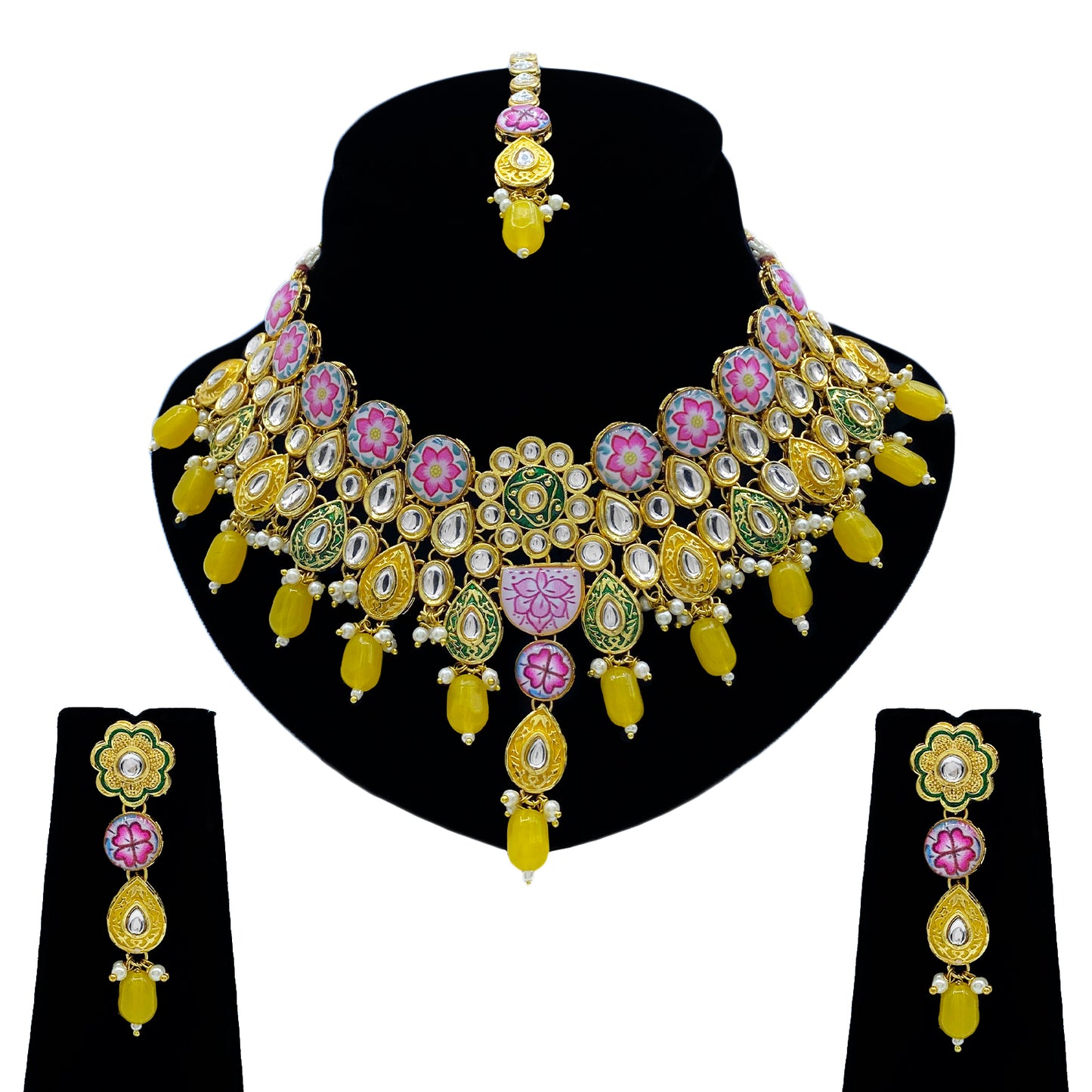 Kundan Meenakari Necklace Set for Young Girls (08-0550)