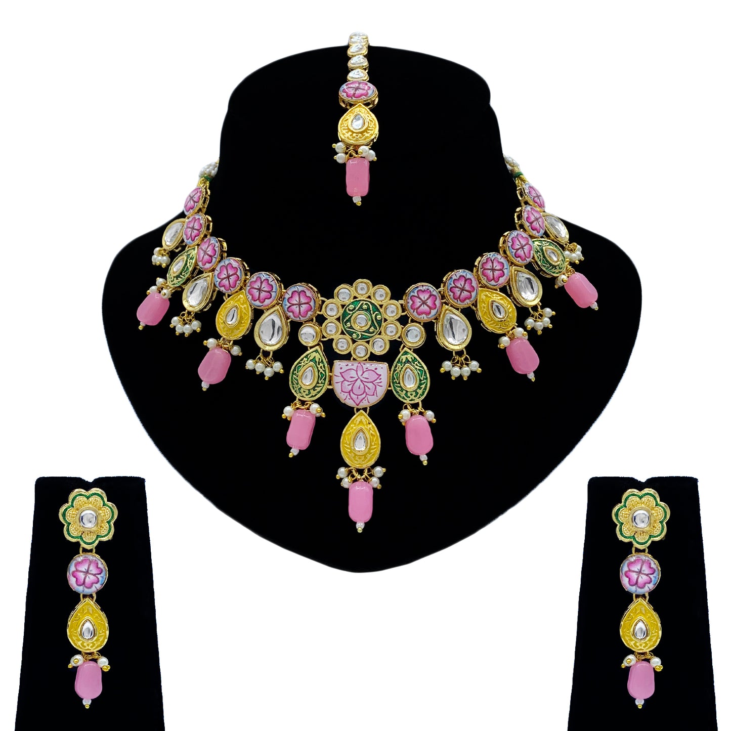 Kundan Meenakari Necklace Set for Young Girls (08-0552)
