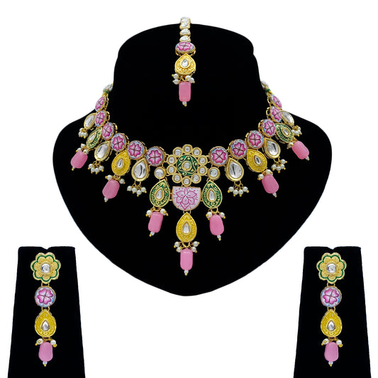 Kundan Meenakari Necklace Set for Young Girls (08-0552)