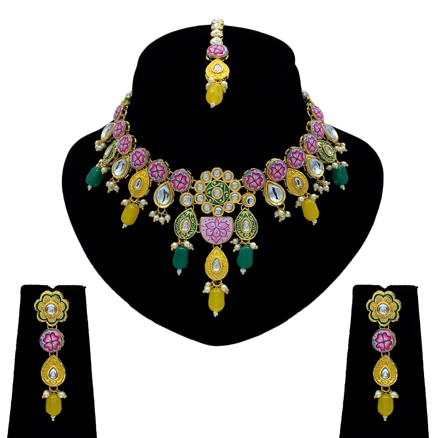 Kundan Meenakari Necklace Set for Young Girls (08-0552)