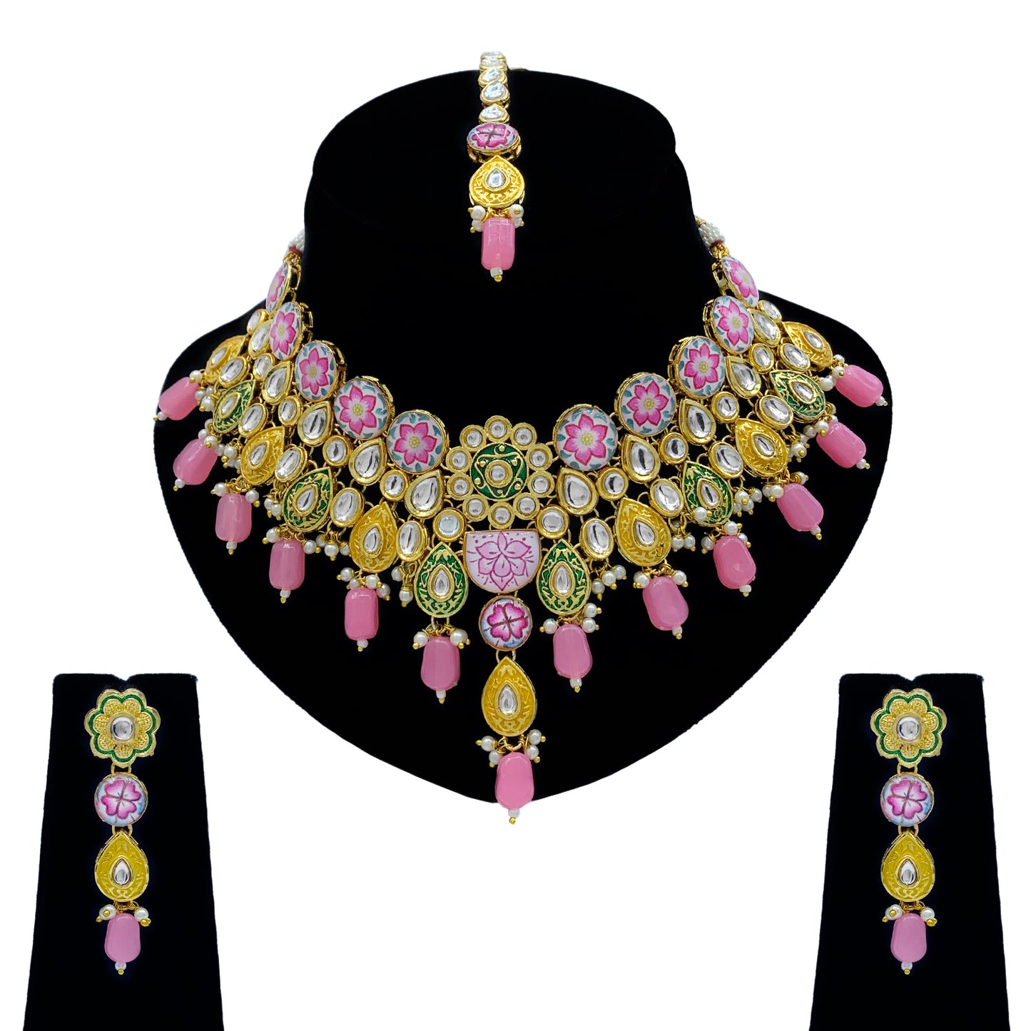 Kundan Meenakari Necklace Set for Young Girls (08-0550)