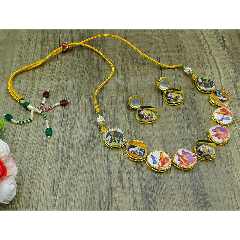 Personalized Sujwel Painting with Floral Design Chokar Necklace Set (SUJP01)(SUJ15-0107)