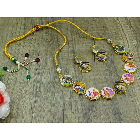 Personalized Sujwel Painting with Floral Design Chokar Necklace Set (SUJP01)(SUJ15-0107)