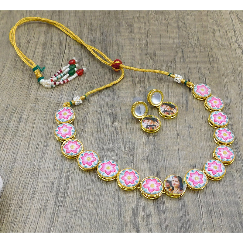 Personalized Sujwel Painting with Floral Design Chokar Necklace Set (SUJP01)(SUJ15-0111)