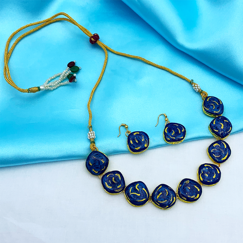 Sujwel Meenakari Necklace Set with Earrings, for Girls and Women (08-0511)