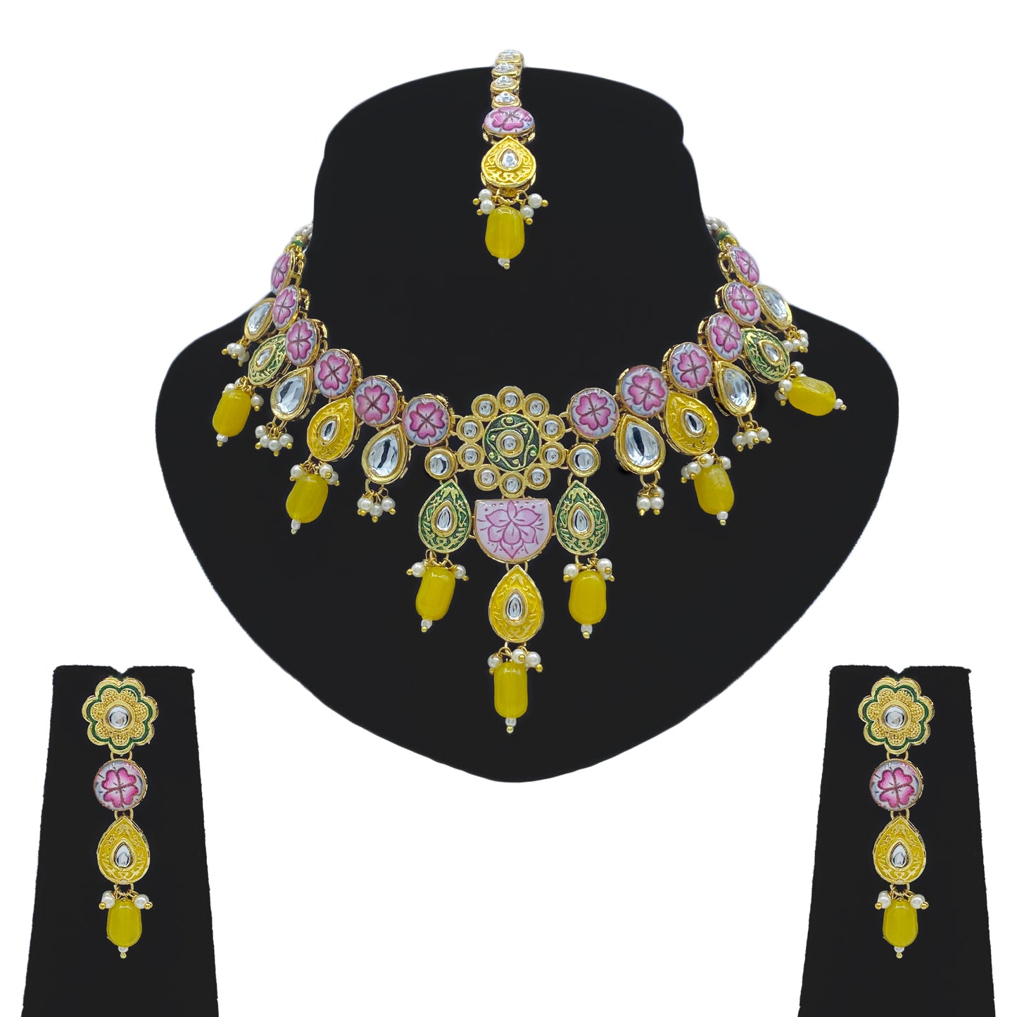 Kundan Meenakari Necklace Set for Young Girls (08-0552)