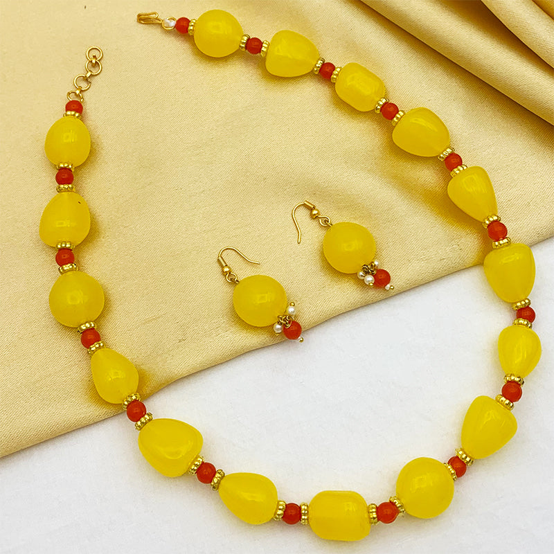 Sujwel Necklace Moti Mala with Matching Earrings for Women and Girls (08-0494)