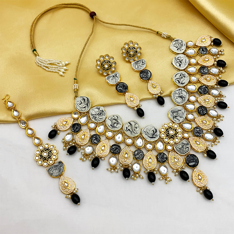 Kundan Meenakari Floral Set (08-0500)