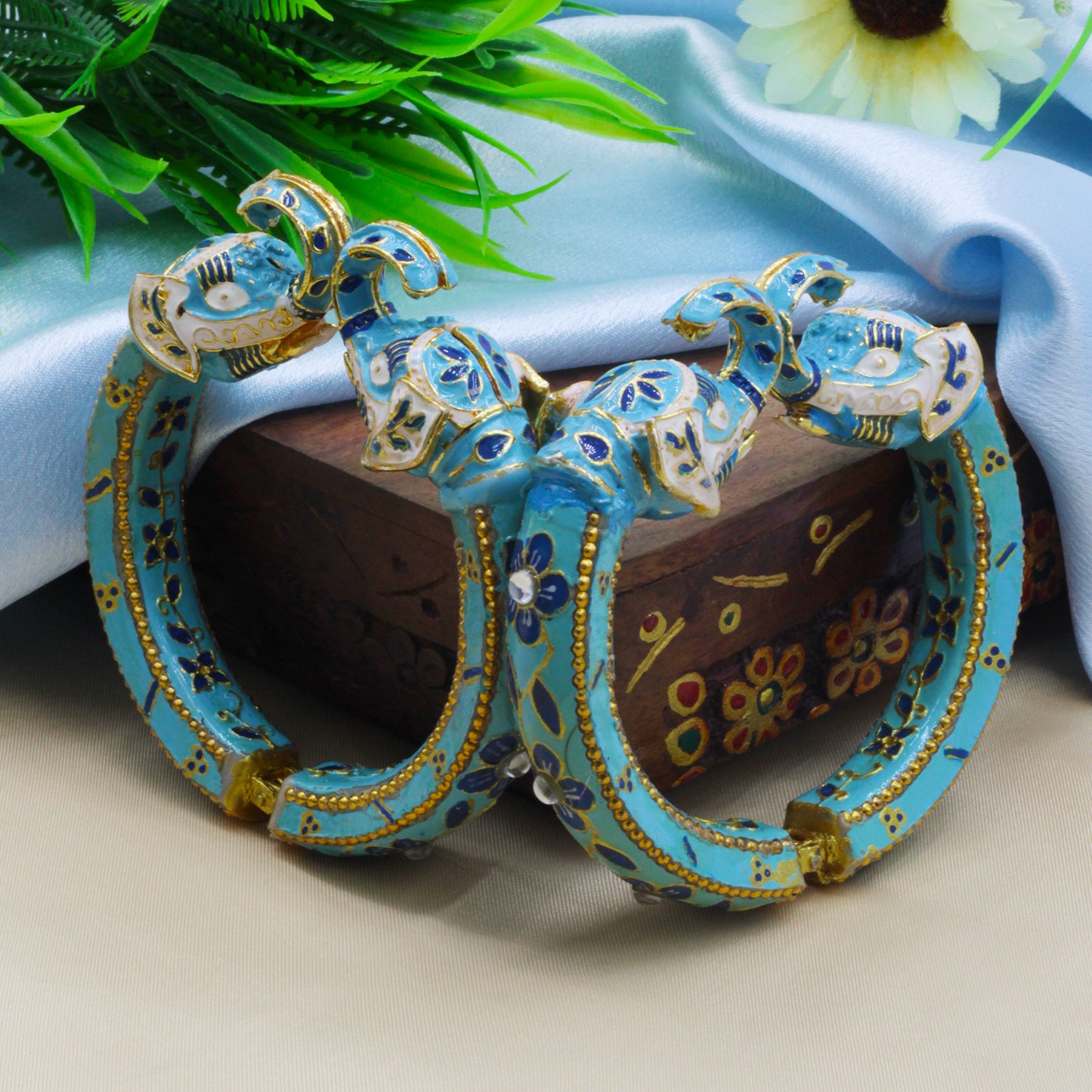 Elephant Antique Gold Plated Bangles for Women (SUJ11-0103)