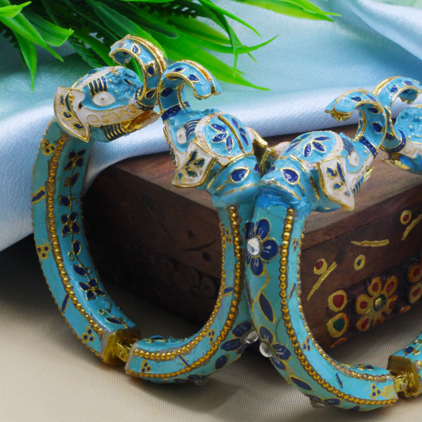 Elephant Antique Gold Plated Bangles for Women (SUJ11-0103)