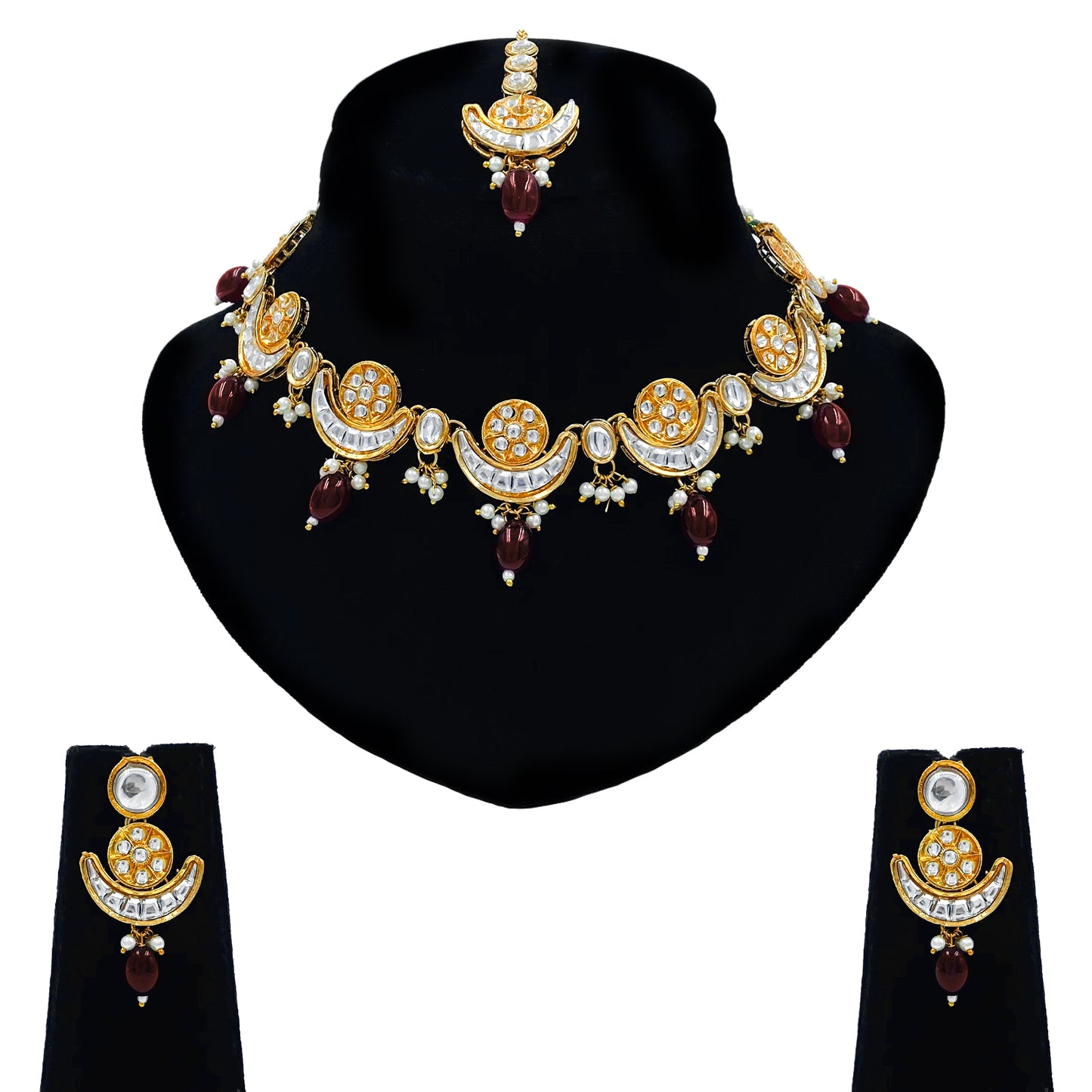 Kundan Beads Necklace Set (08-0561)