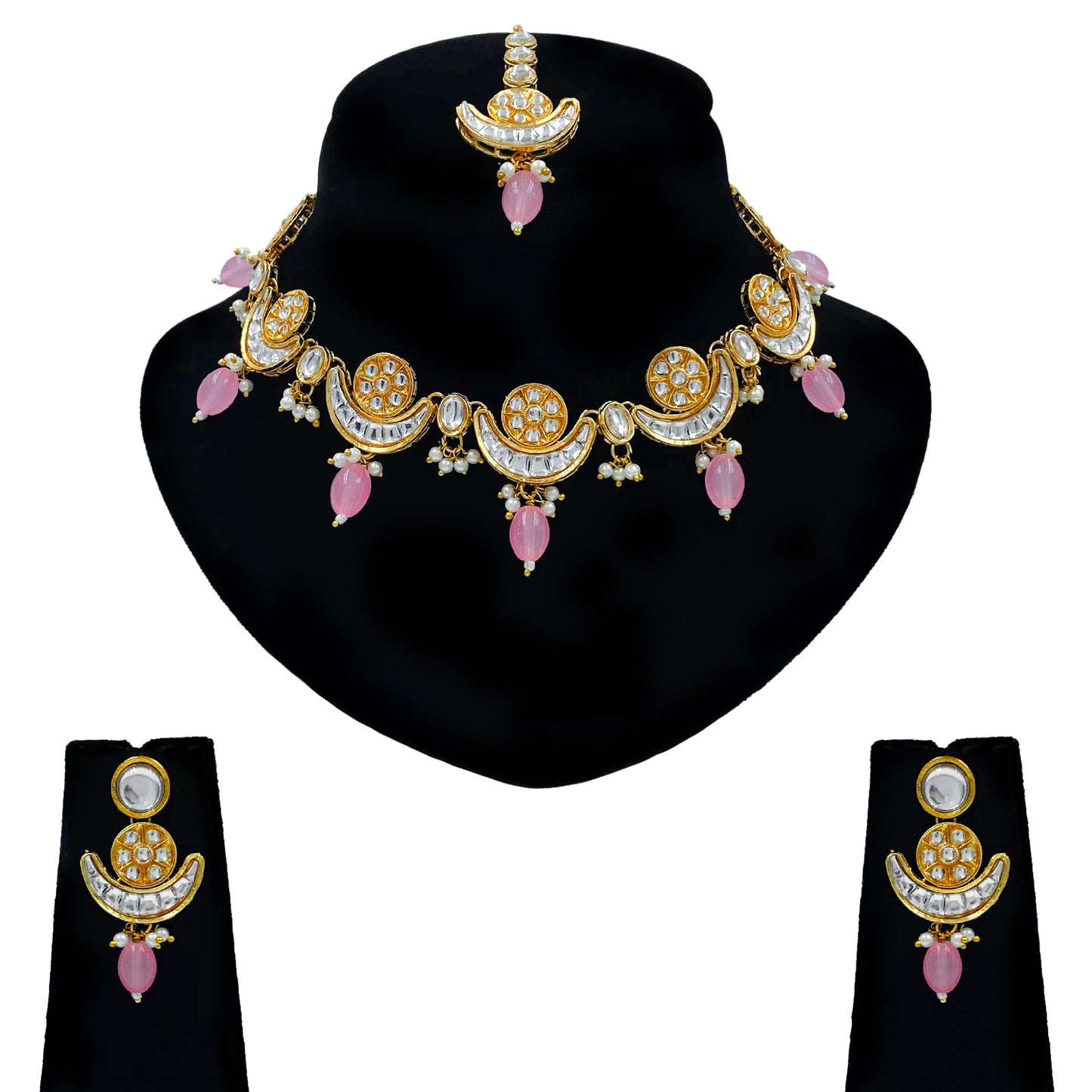 Kundan Beads Necklace Set (08-0561)