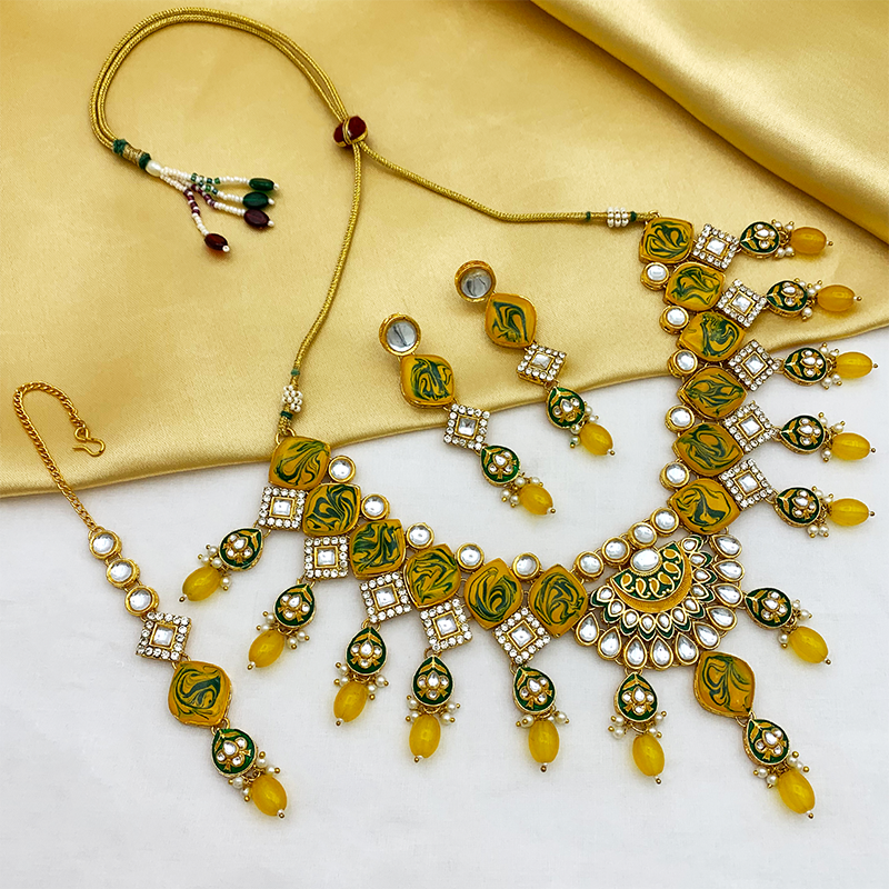 Sujwel Kundan and Meenakari Necklace Set (08-0521)