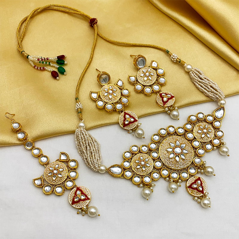 Sujwel Gold Kundan Mina Jewellery Set (SUJ08-0481)