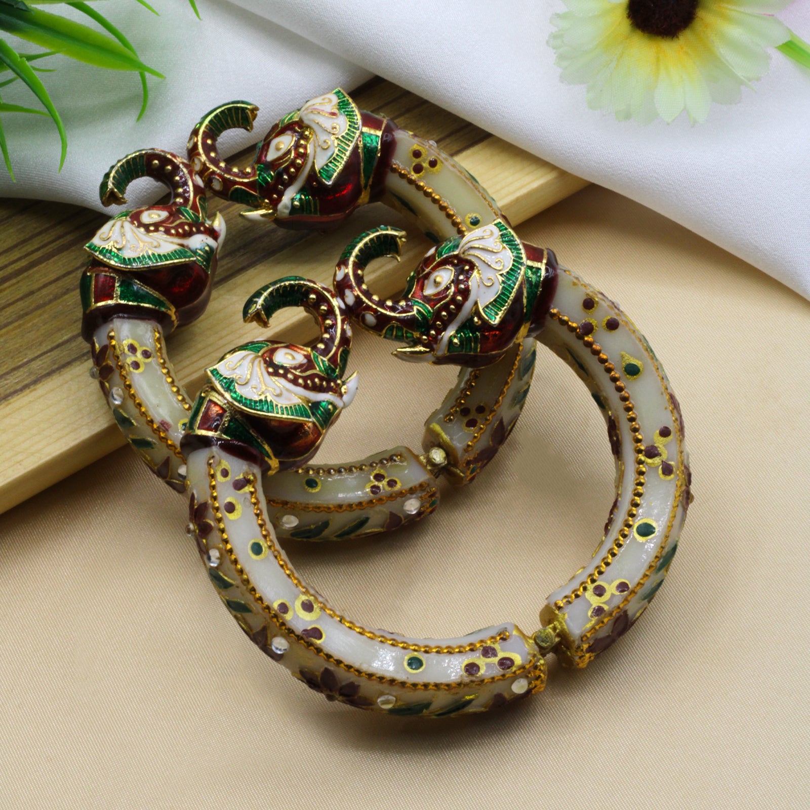 Elephant Antique Gold Plated Bangles for Women (SUJ11-0101) – Sujwel