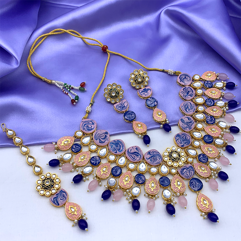 Kundan Meenakari Floral Set (08-0500)