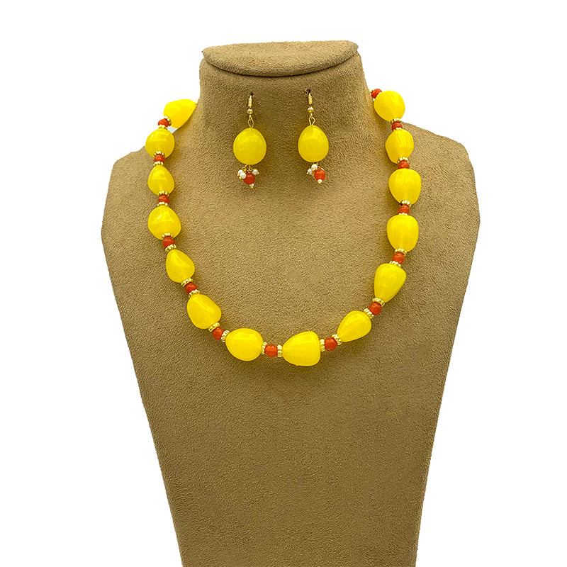 Sujwel Necklace Moti Mala with Matching Earrings for Women and Girls (08-0494)