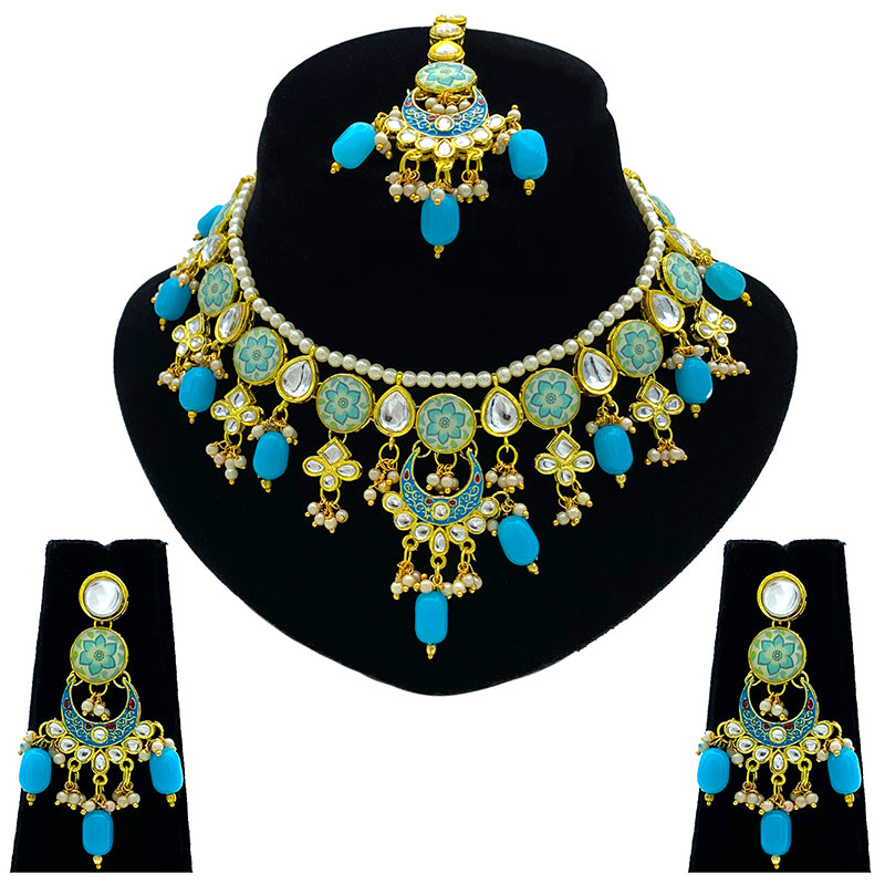 Kundan Meenakari Floral Set (08-0285)