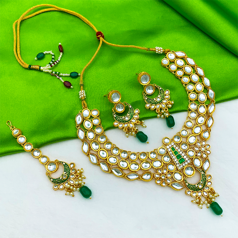 Sujwel Gold Kundan Jewellery Set (08-0483)