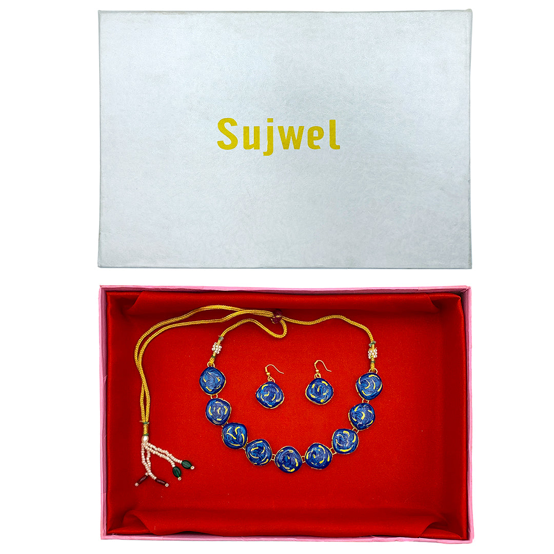 Sujwel Meenakari Necklace Set with Earrings, for Girls and Women (08-0511)