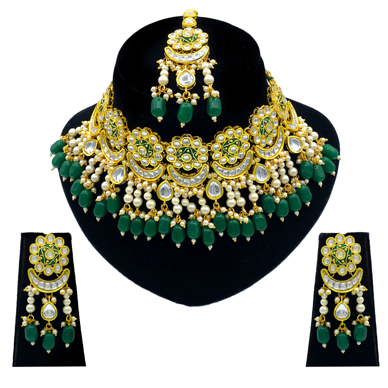 Sujwel Gold Plated Meenakari Choker Necklace Set (08-0243)