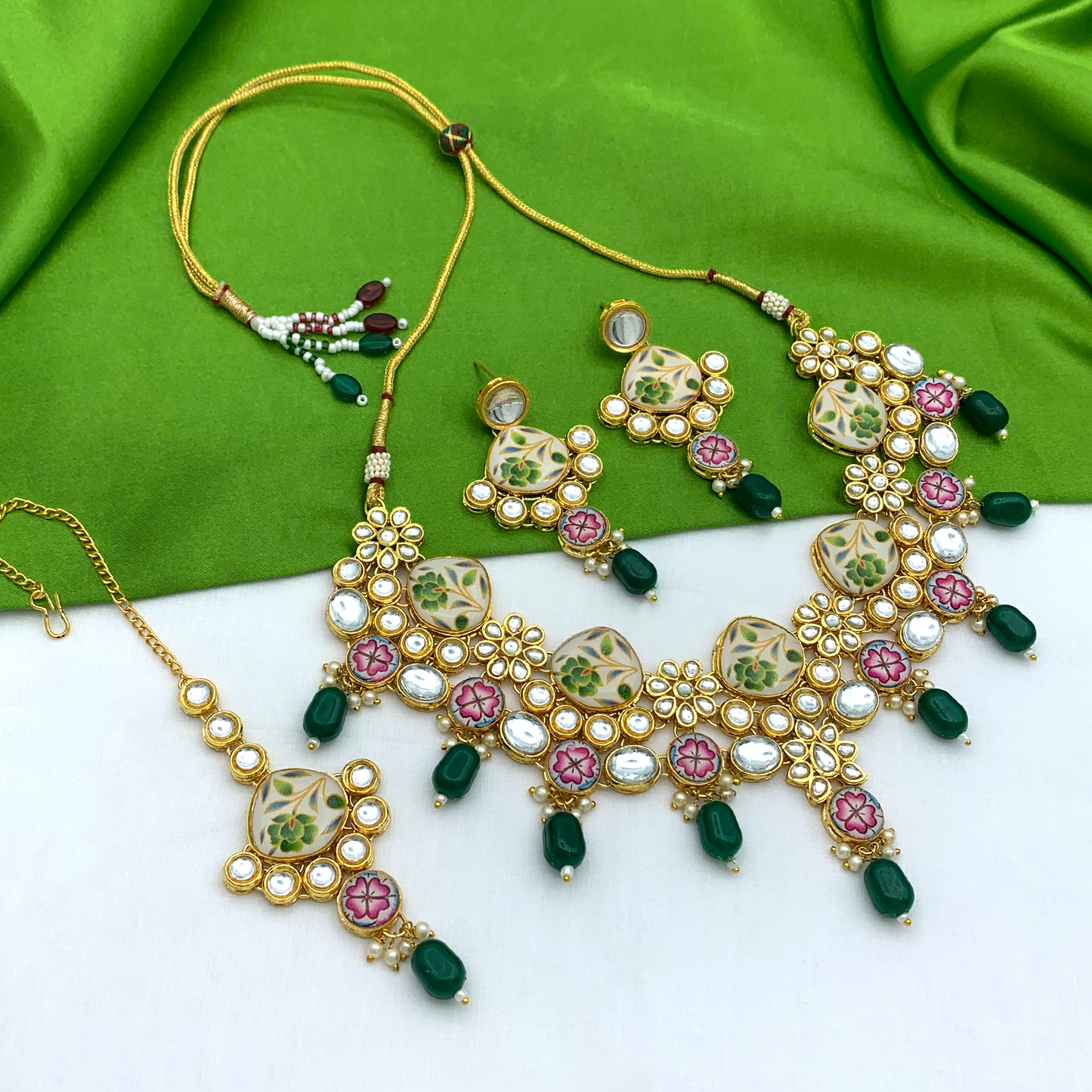 Kundan Painting Floral Set (08-0292)